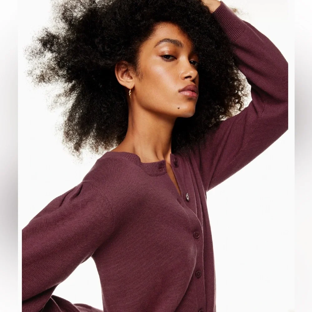 Aritzia Wilfred Moonrise Cardigan Spiced Burgundy Size Large NWOT - Picture 7 of 10